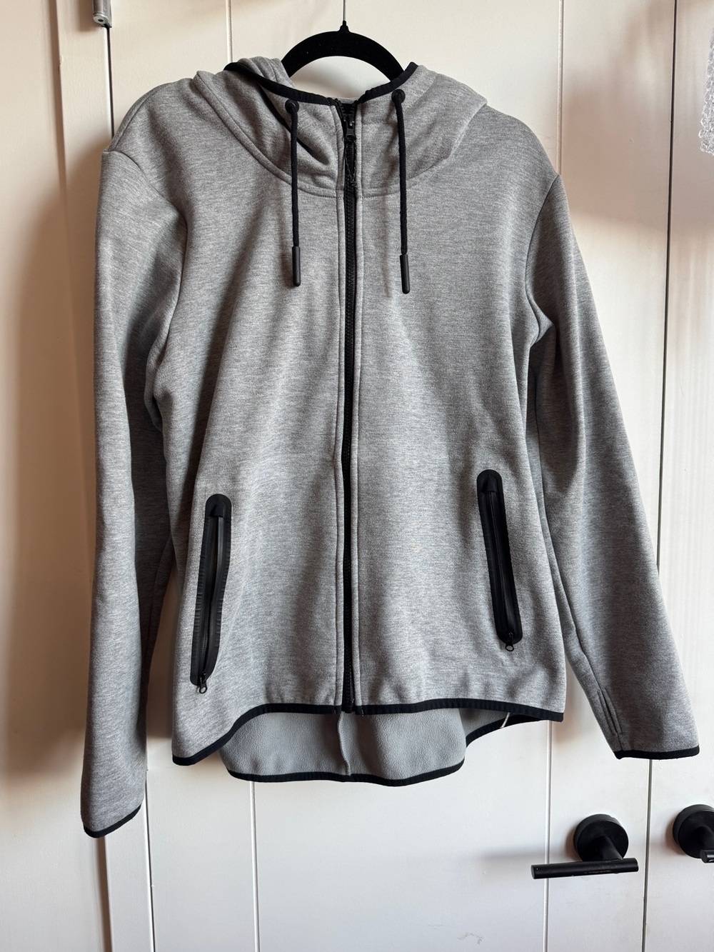 Champion Light Gray Hooded Zip Utility Jacket with Black Accents
